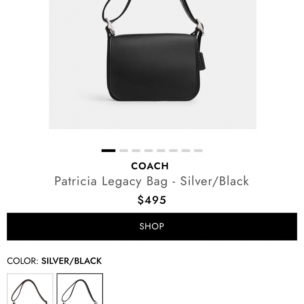 Coach Originals Patricia Legacy Bag in Silver/Black Glovetanned Leather - Picture 7 of 13